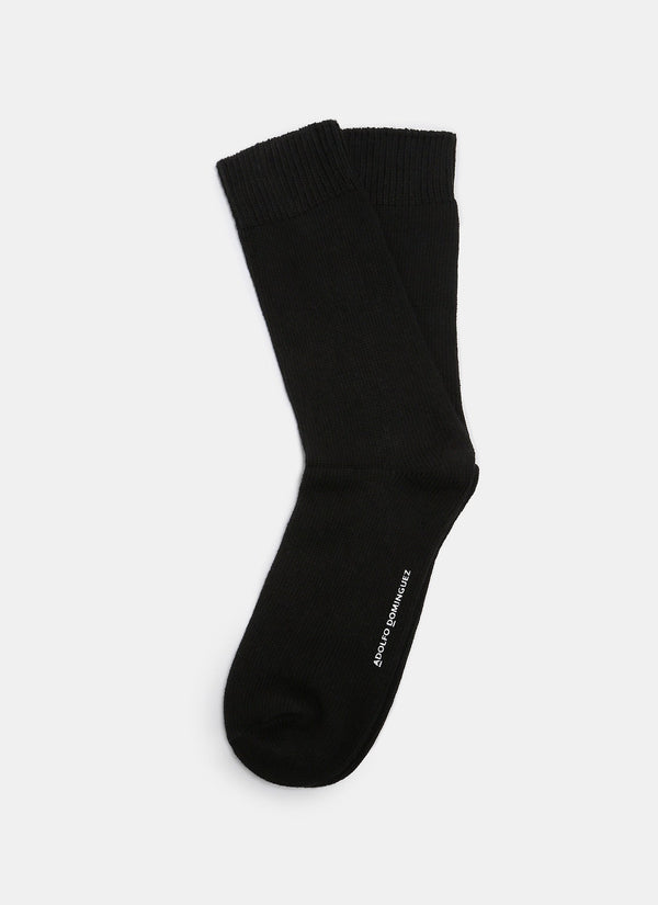 Men Socks | Black Plain Stretch Cotton Socks by Spanish designer Adolfo Dominguez