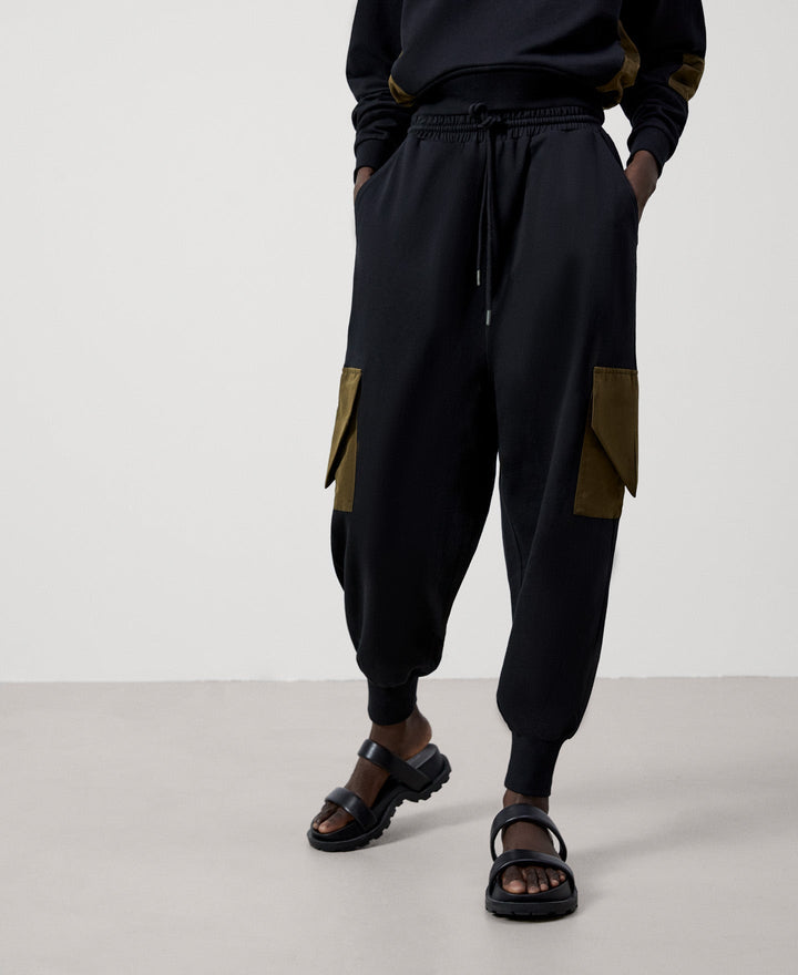 Women Trousers | Black Plush Jogger Trousers by Spanish designer Adolfo Dominguez