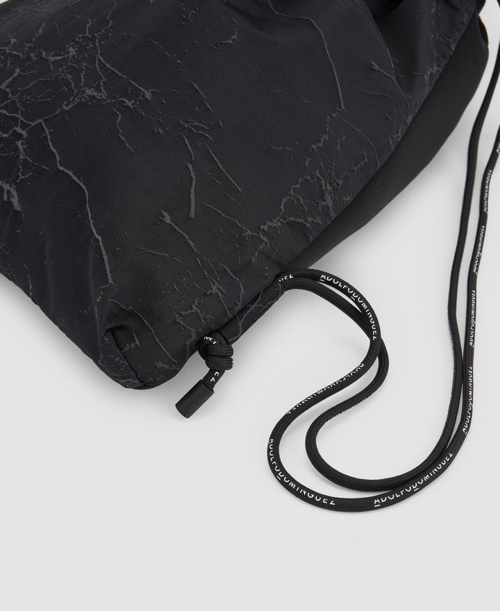 Men Bags | Black Print Crackle Print Backpack by Spanish designer Adolfo Dominguez