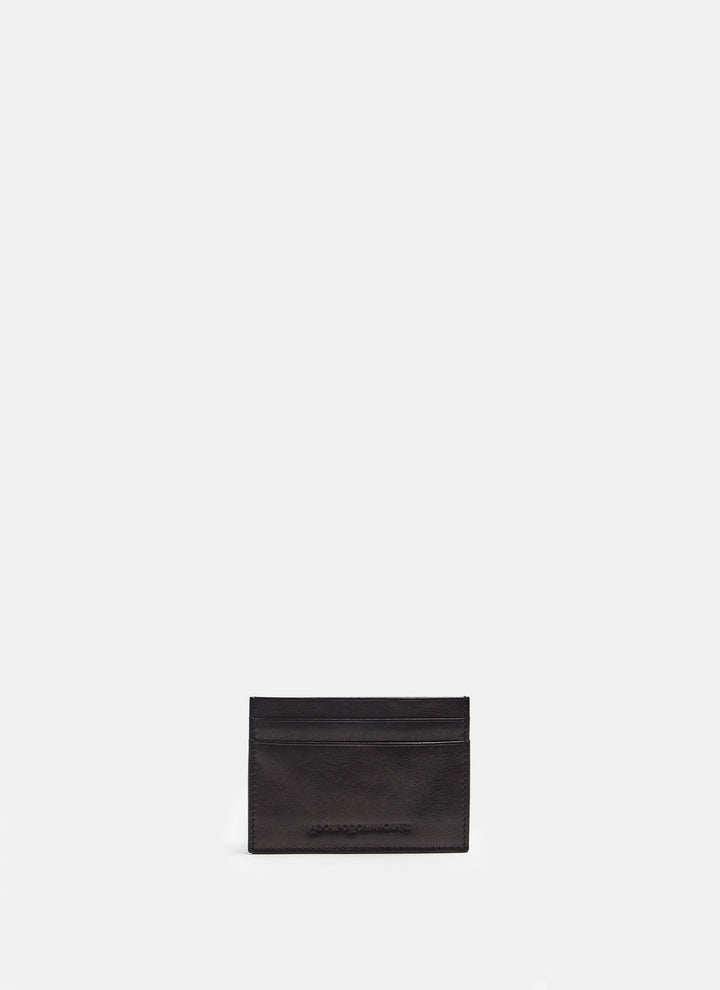 Men Wallet | Black Rectangular Leather Card Holder by Spanish designer Adolfo Dominguez