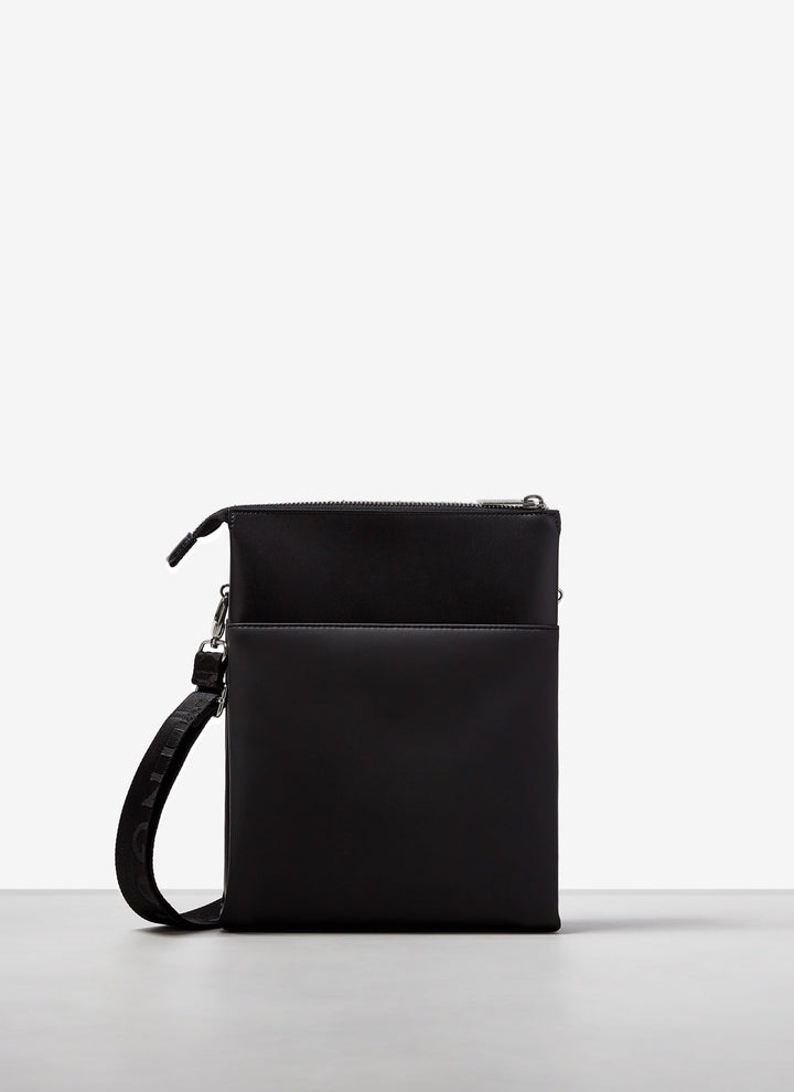 Men Bags | Black Rectangular Vegan-Leather Crossbody Bag by Spanish designer Adolfo Dominguez