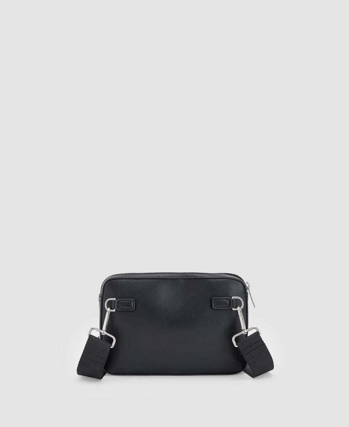 Men Bags | Black Recycled Materials Belt Shoulder Bag by Spanish designer Adolfo Dominguez