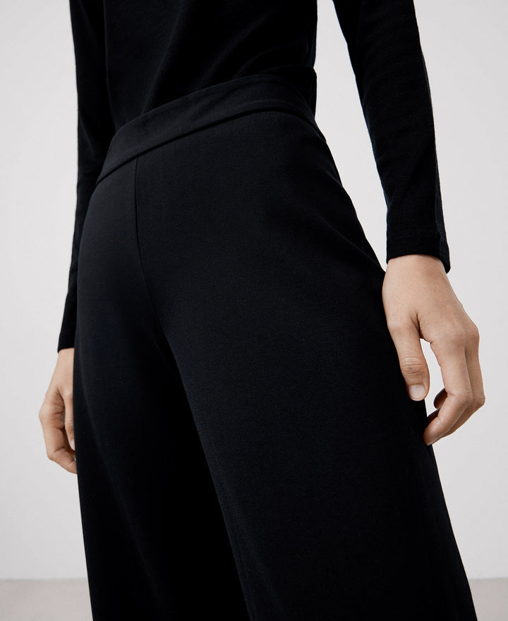 Women Trousers | Black Recycled Nylon Culotte Trousers by Spanish designer Adolfo Dominguez