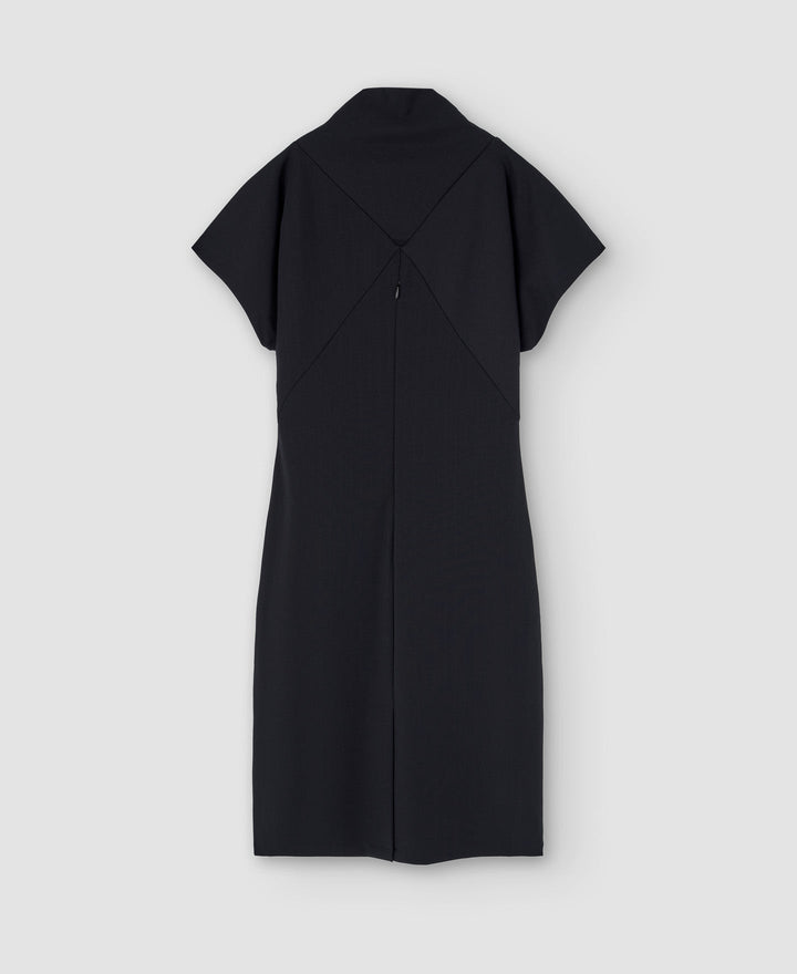 Women Dress | Black Recycled Nylon Draped Dress by Spanish designer Adolfo Dominguez