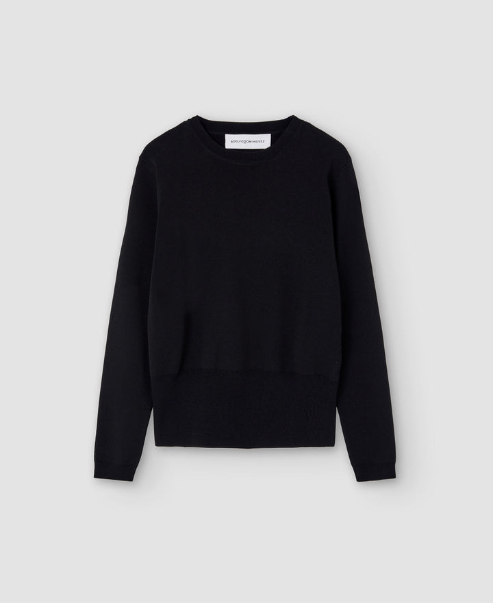 Women Jersey | Black Recycled Nylon Knitted Sweater by Spanish designer Adolfo Dominguez