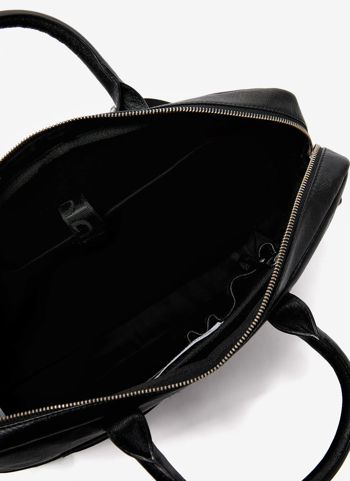 Men Leather Bag | Black Saffiano Leather Briefcase by Spanish designer Adolfo Dominguez