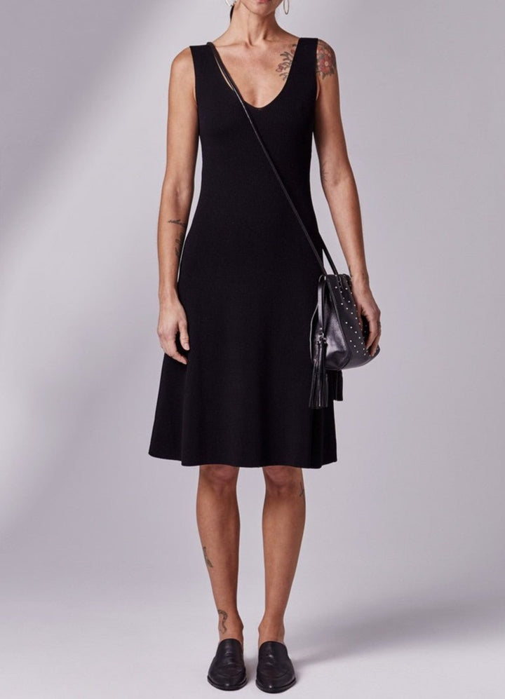 Women Dress | Black Signature Knit Dress by Spanish designer Adolfo Dominguez