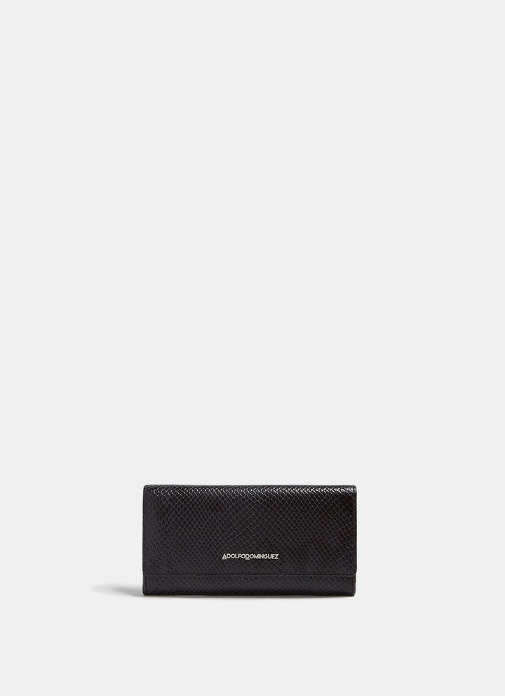 Women Wallet | Black Snake Embossed Leather Wallet by Spanish designer Adolfo Dominguez