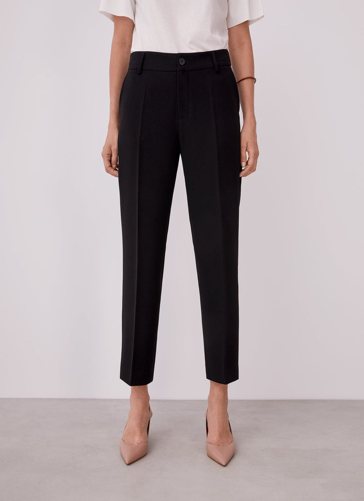Women Trousers | Black Straight Ankle Trousers by Spanish designer Adolfo Dominguez