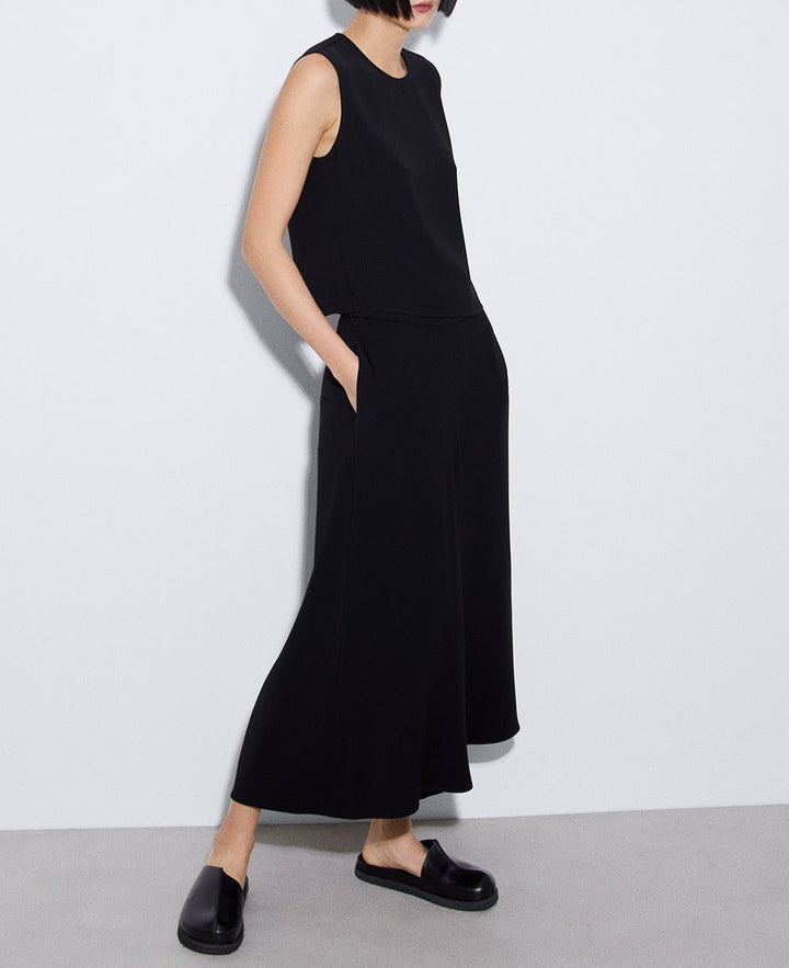 Women Top | Black Straight Top In Recycled Polyester by Spanish designer Adolfo Dominguez