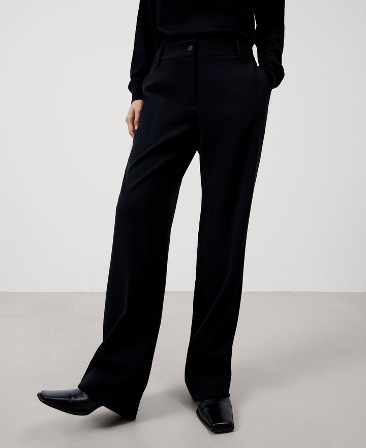 Women Trousers | Black Straight Trousers by Spanish designer Adolfo Dominguez
