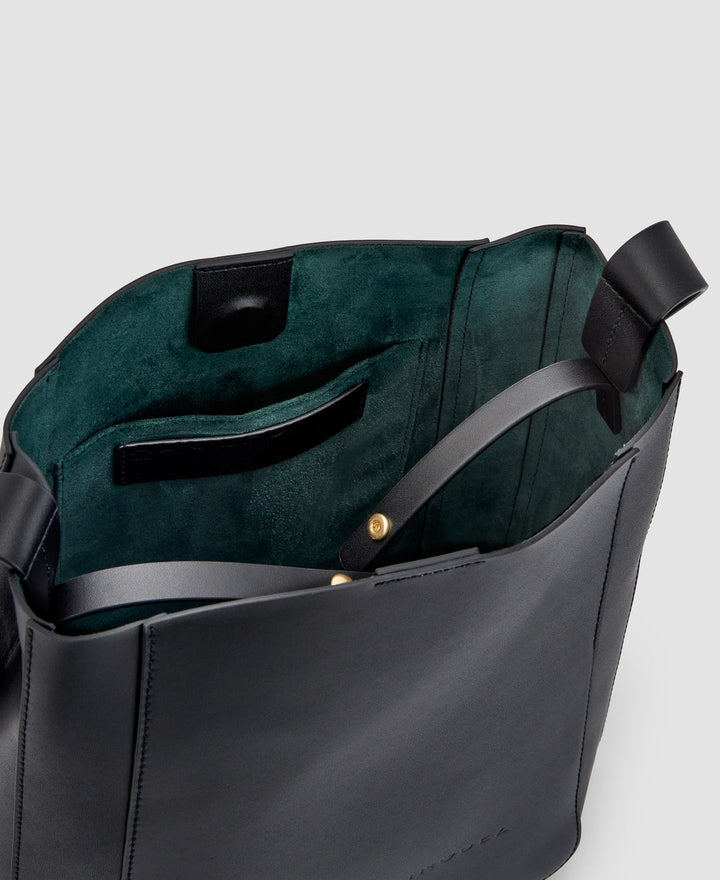 Women Leather Bag | Black Vachetta Hobo Bag by Spanish designer Adolfo Dominguez