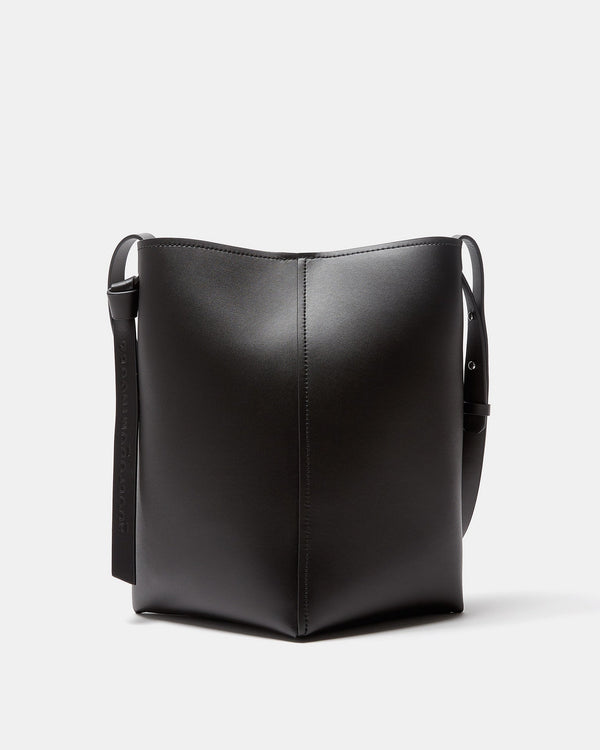 Women Leather Bag | Black Vachetta Leather Bag Triangular Base by Spanish designer Adolfo Dominguez