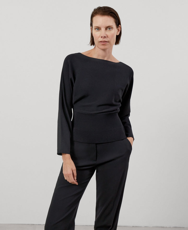 Women Jersey | Black Womens Sweater by Spanish designer Adolfo Dominguez