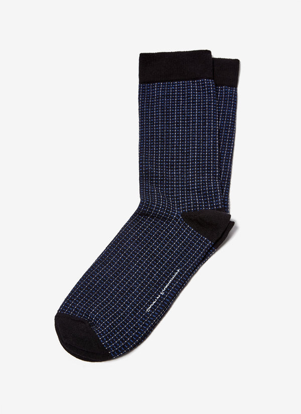 Men Socks | Black/Blue Socks With Bicolour Micro-Motif by Spanish designer Adolfo Dominguez