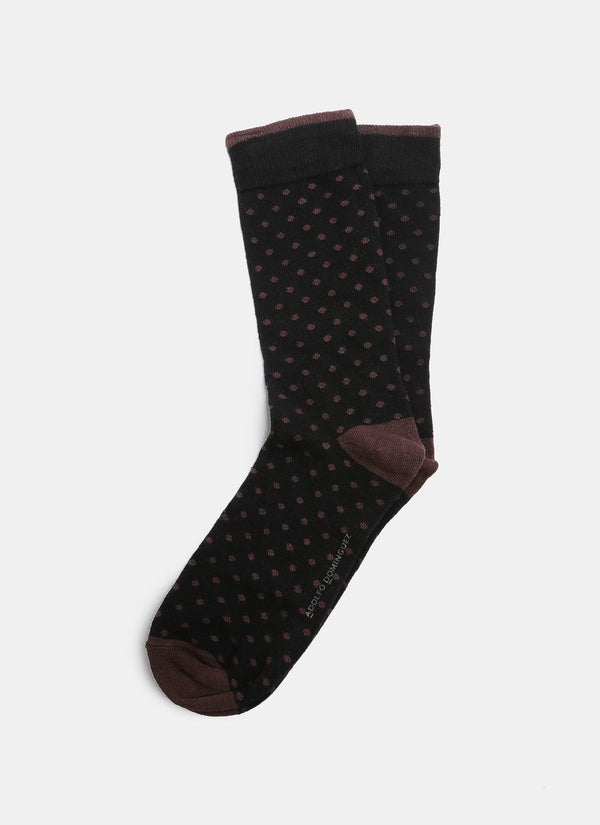 Men Socks | Black/Brown Low Cut Socks With Contrasting Motif by Spanish designer Adolfo Dominguez