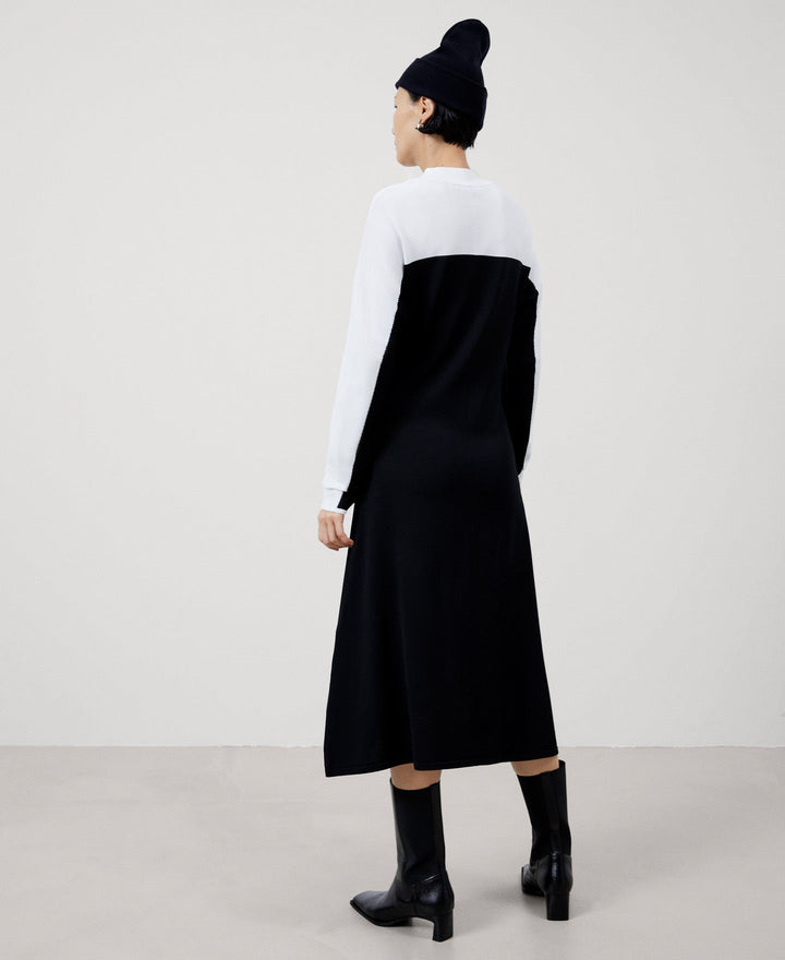 Women Dress | Black/Cream Recycled Nylon Dress by Spanish designer Adolfo Dominguez