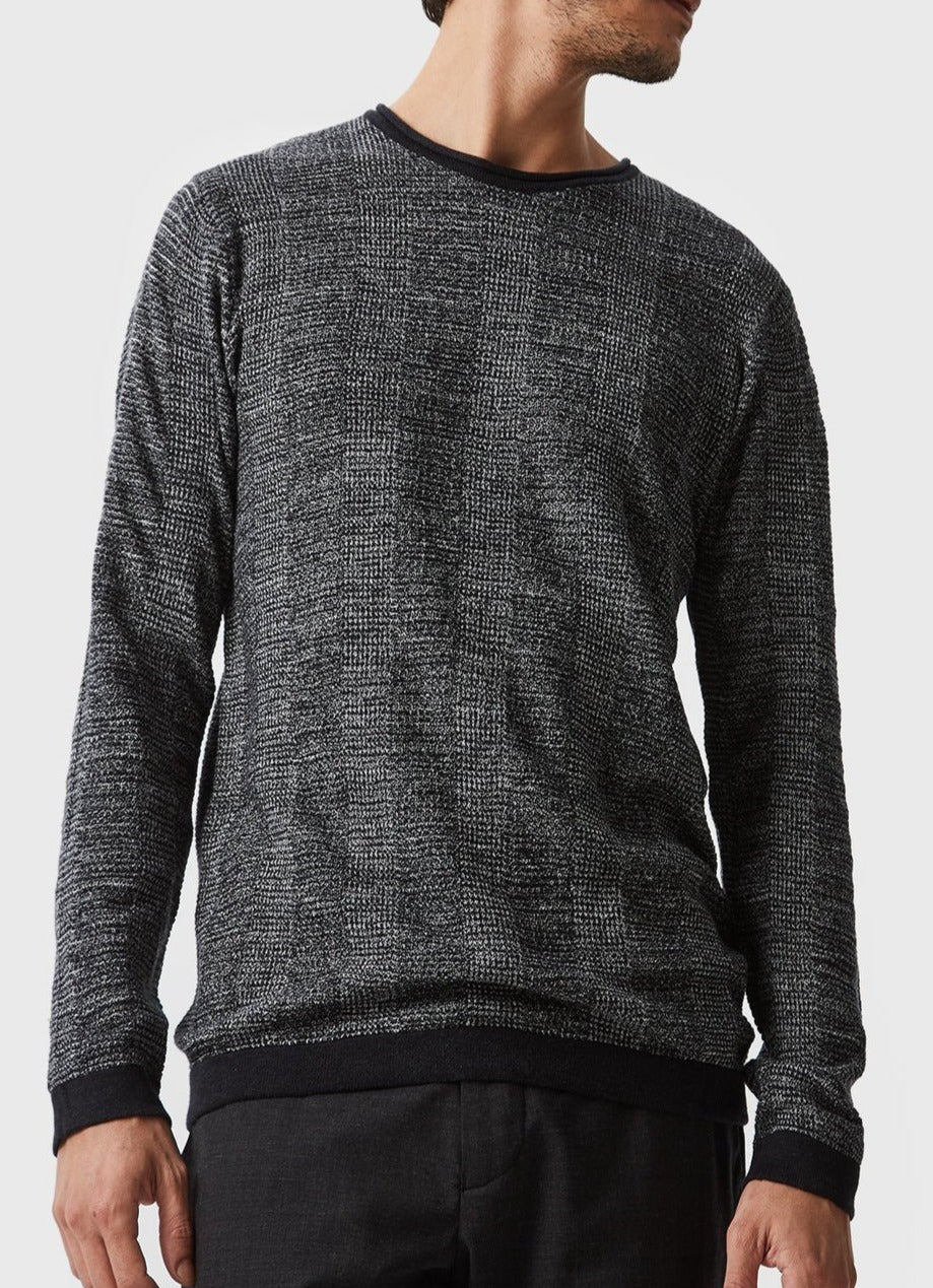 Men Jersey | Black/Grey Sweater by Spanish designer Adolfo Dominguez