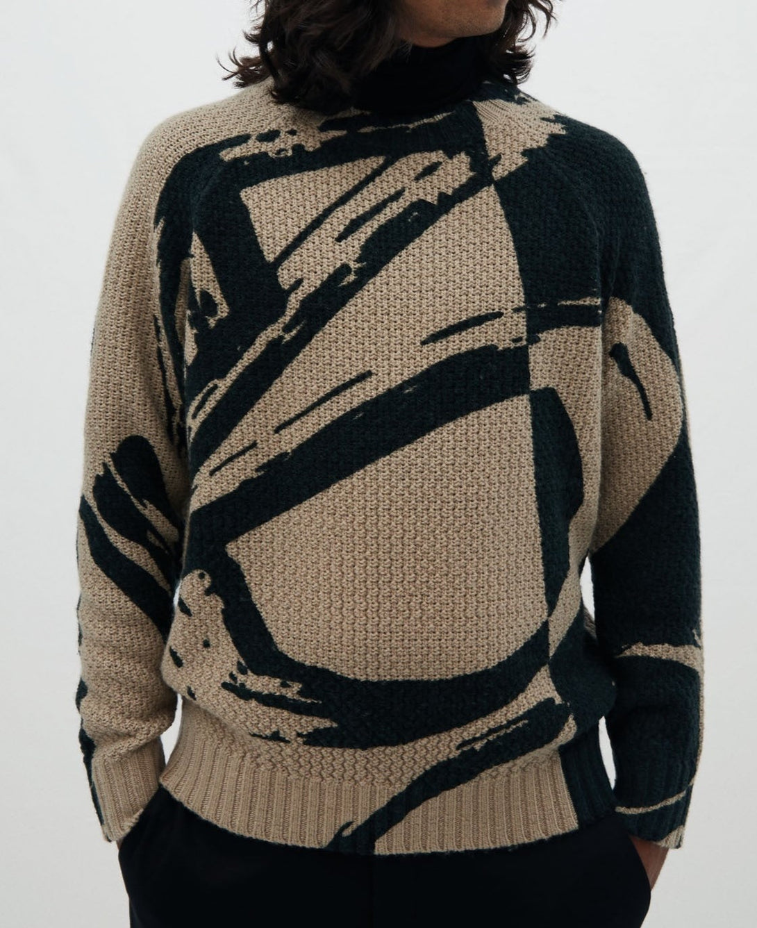 Men Jersey | Black/White Oversize Sweater El Vacã by Spanish designer Adolfo Dominguez