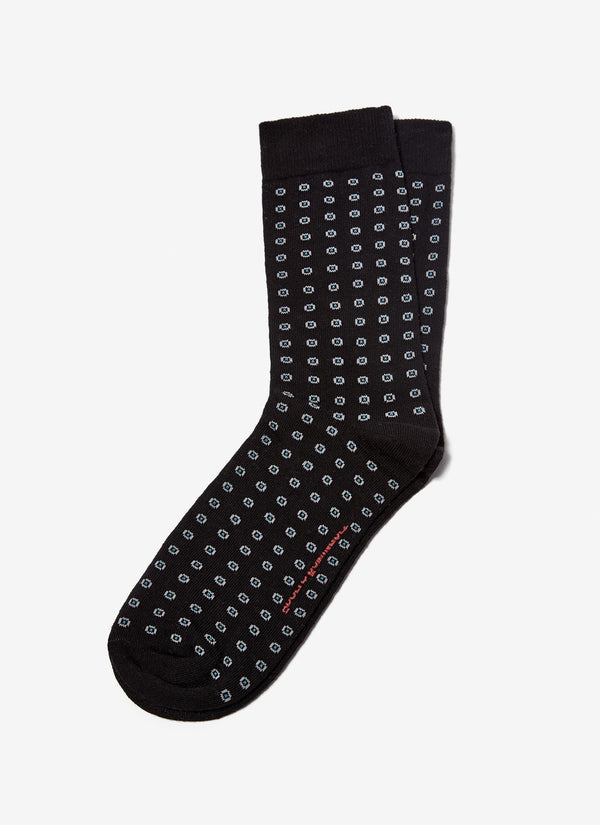 Men Socks | Black/White Socks With Geometric Print by Spanish designer Adolfo Dominguez