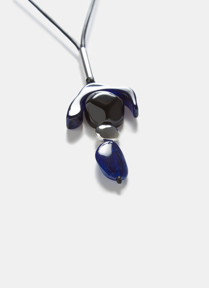 Women Necklace | Blue Adjustable Necklace With Resin Pendant by Spanish designer Adolfo Dominguez