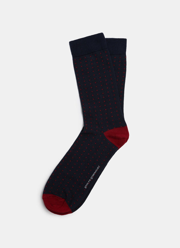 Men Socks | Blue Low Cut Socks With Pindot Print by Spanish designer Adolfo Dominguez
