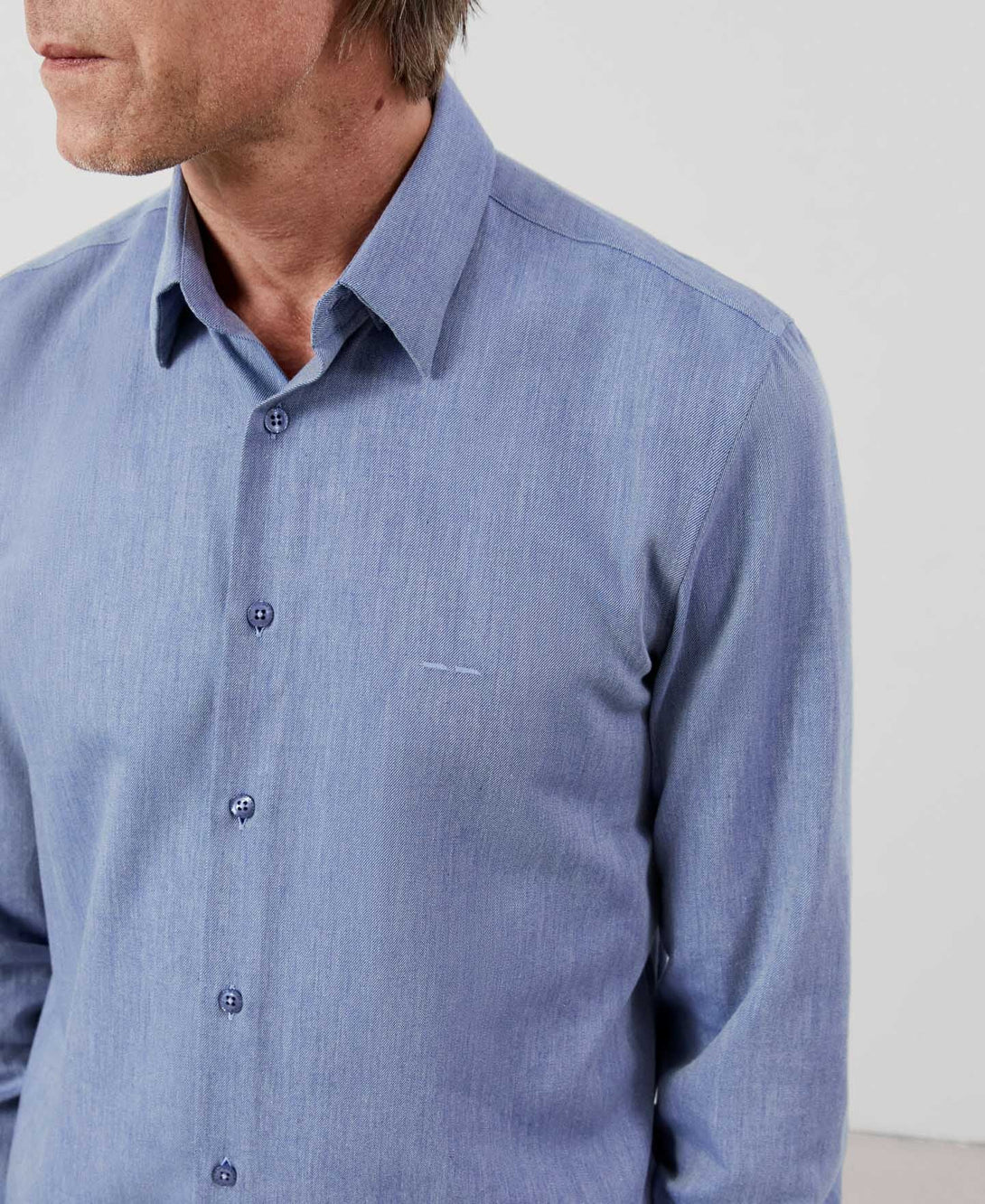 Men Shirt | Blue Melange Shirt by Spanish designer Adolfo Dominguez