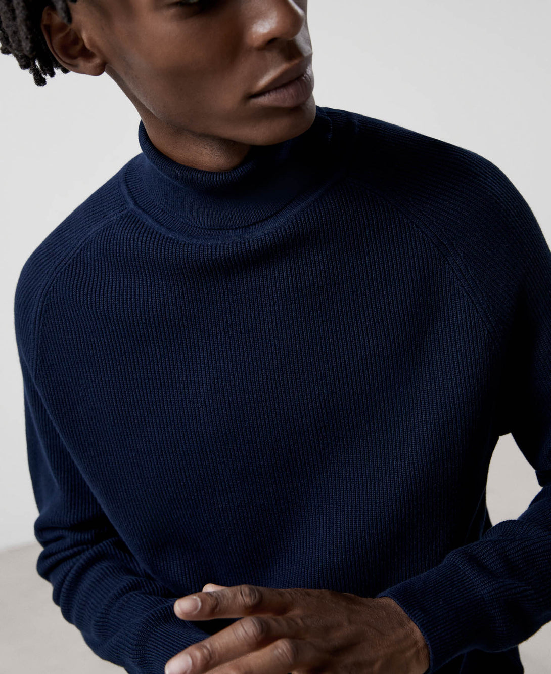 Men Jersey | Blue Melange Sweater by Spanish designer Adolfo Dominguez