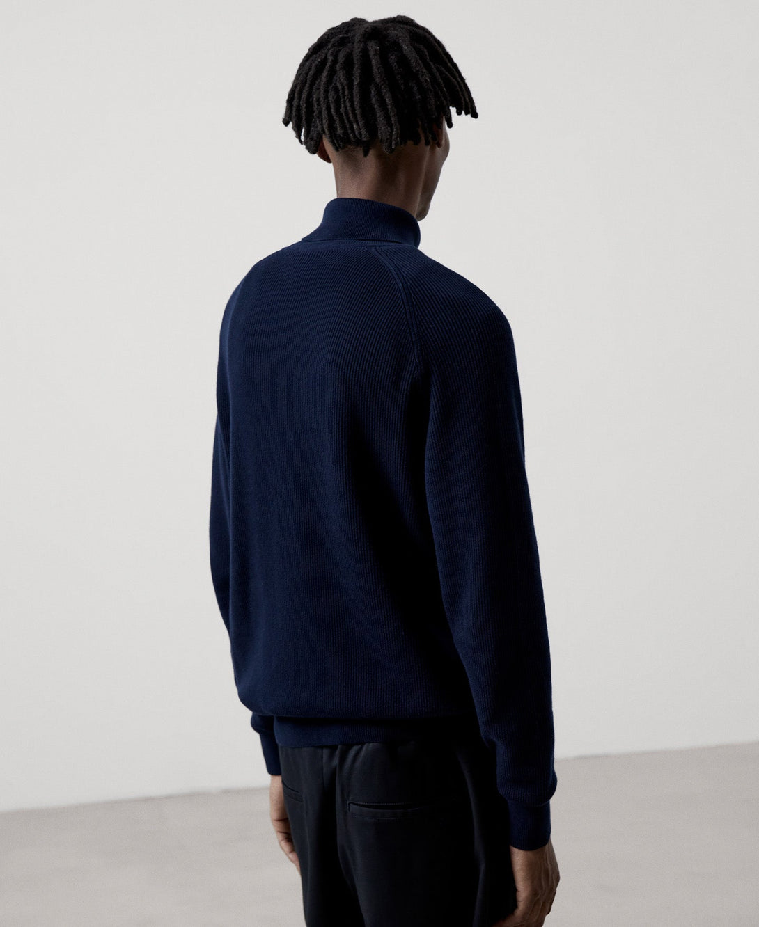 Men Jersey | Blue Melange Sweater by Spanish designer Adolfo Dominguez