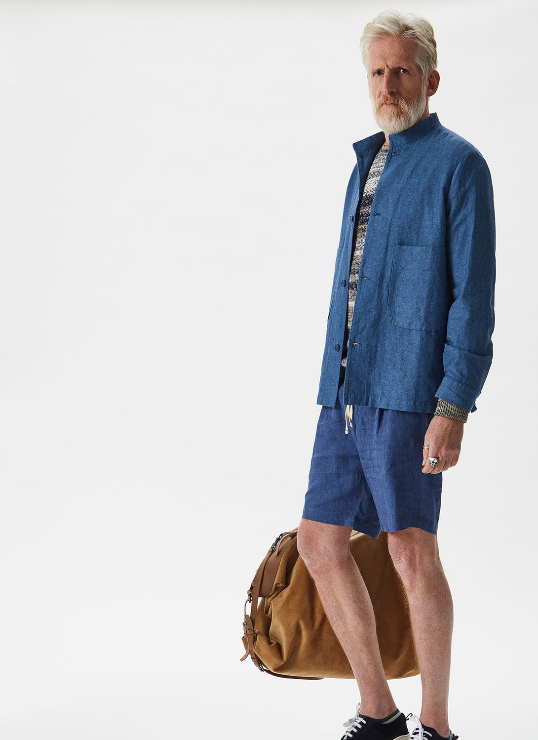 Men Jersey | Blue Ombré Stripes Sweater by Spanish designer Adolfo Dominguez