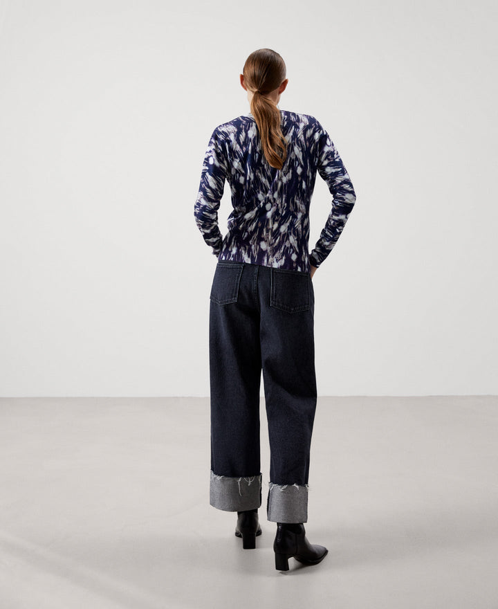 Women Jersey | Blue Print Viscose And Nylon Sweater by Spanish designer Adolfo Dominguez