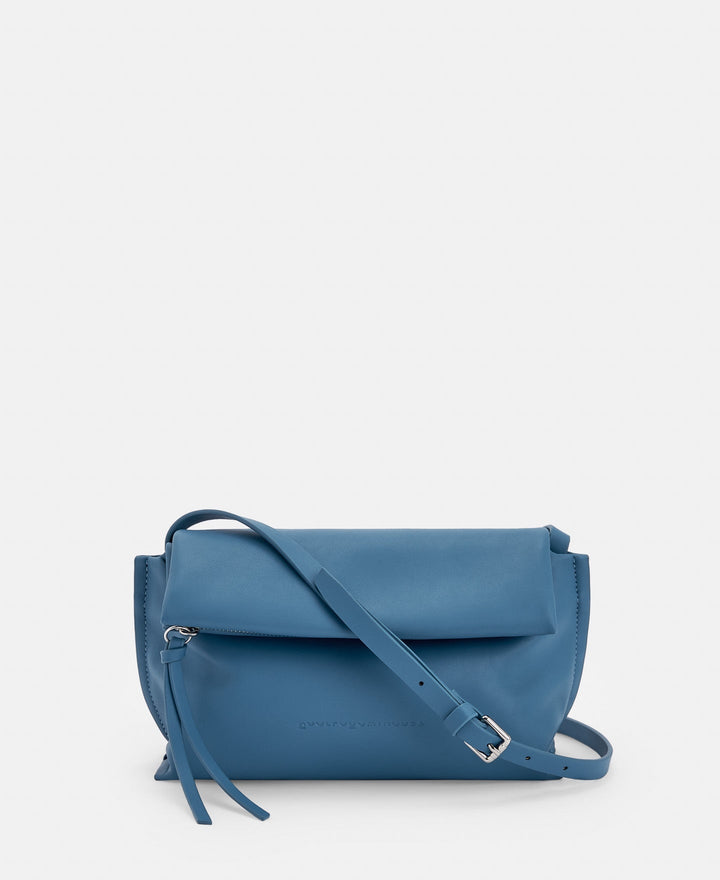 Women Bags | Blue Recycled Polyurethane Small Shoulder Bag by Spanish designer Adolfo Dominguez