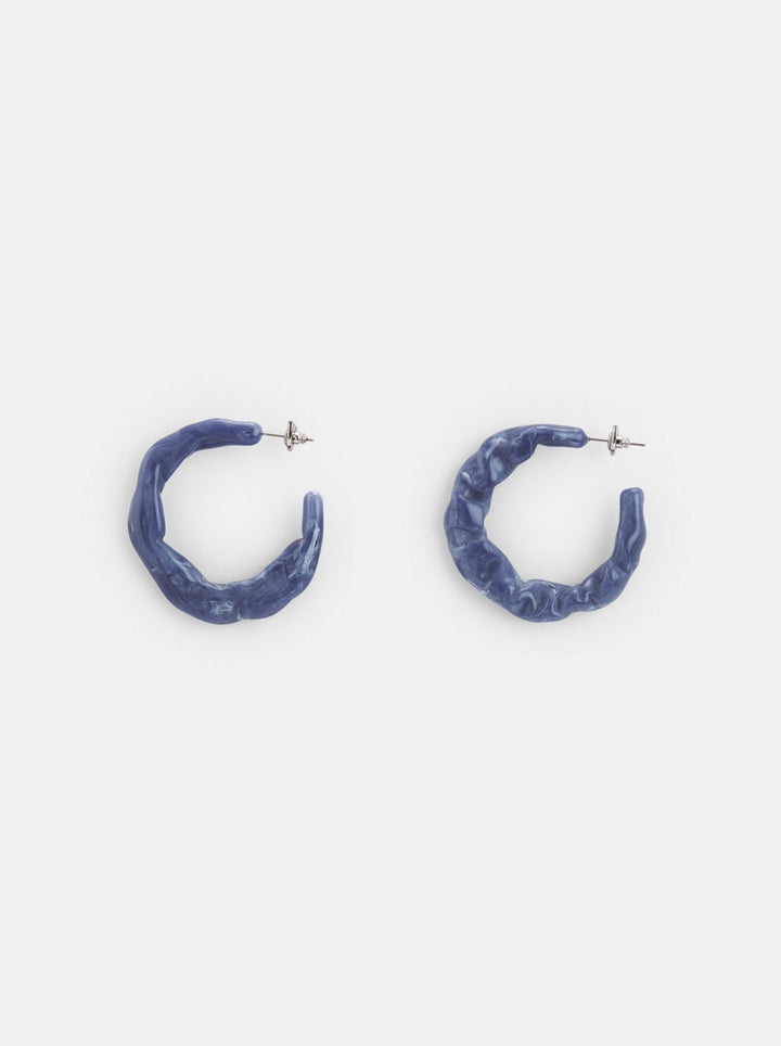 Women Earrings | Blue Resin Hoop Earrings by Spanish designer Adolfo Dominguez