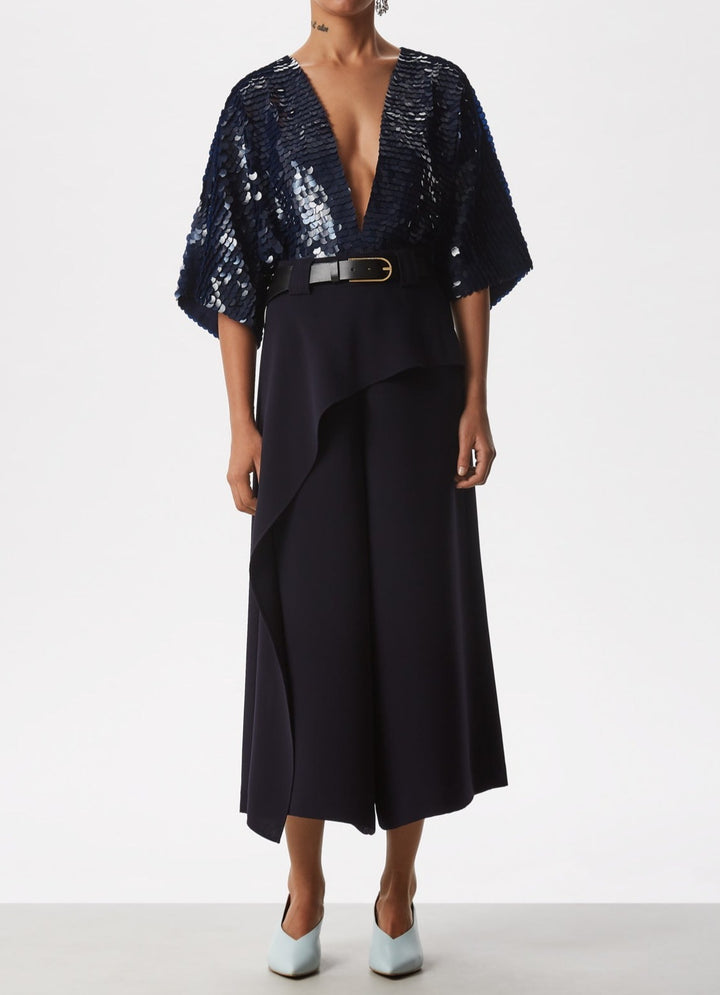 Women Knit Accesories | Blue Short Sleeve Bolero Jacket With Sequins by Spanish designer Adolfo Dominguez