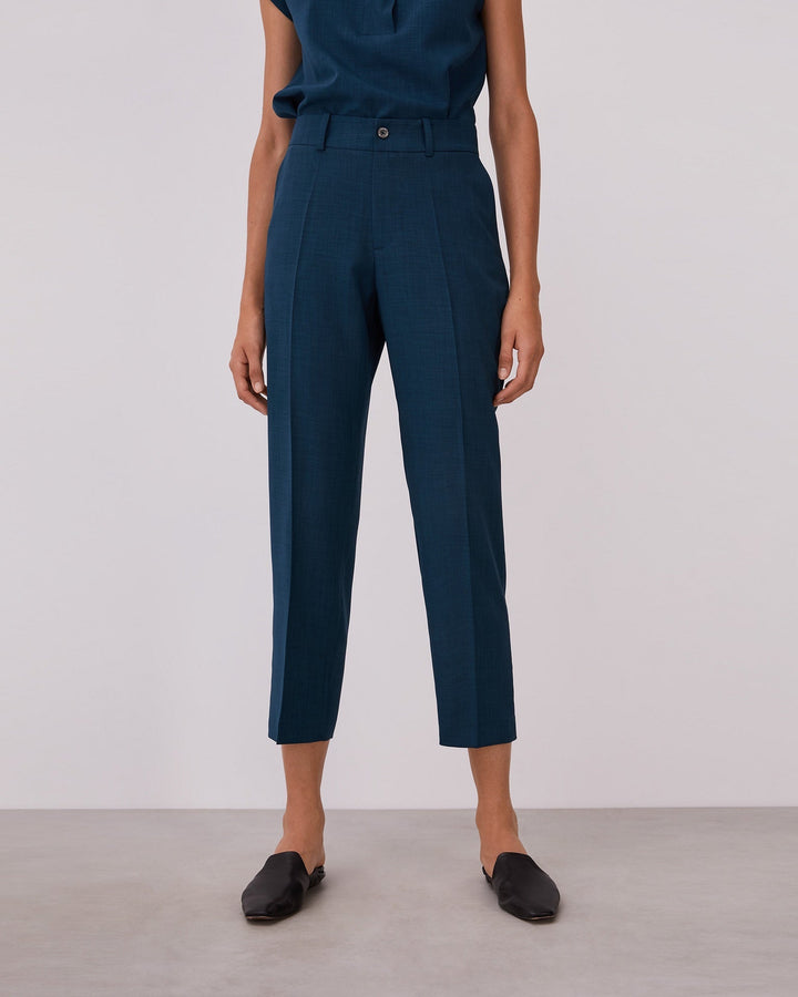 Women Trousers | Blue Straight Trousers Without Darts by Spanish designer Adolfo Dominguez