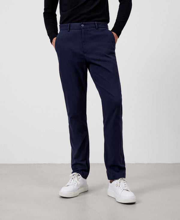 Men Trousers | Blue Stretch Cotton Chino Trousers by Spanish designer Adolfo Dominguez