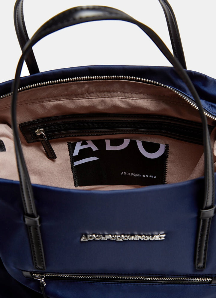 Women Bags | Blue Technical Nylon Vertical Shopper Bag by Spanish designer Adolfo Dominguez