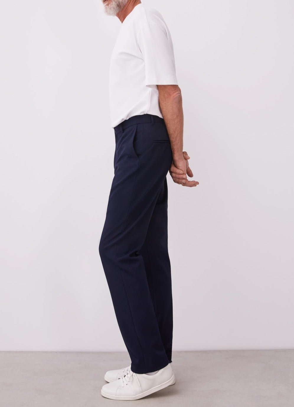 Men Trousers | Blue Twill Chino Trousers by Spanish designer Adolfo Dominguez