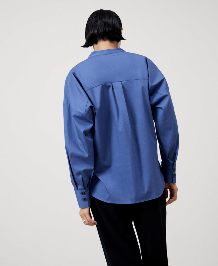 Women Shirt | Blue/Grey Organic Cotton Shirt by Spanish designer Adolfo Dominguez