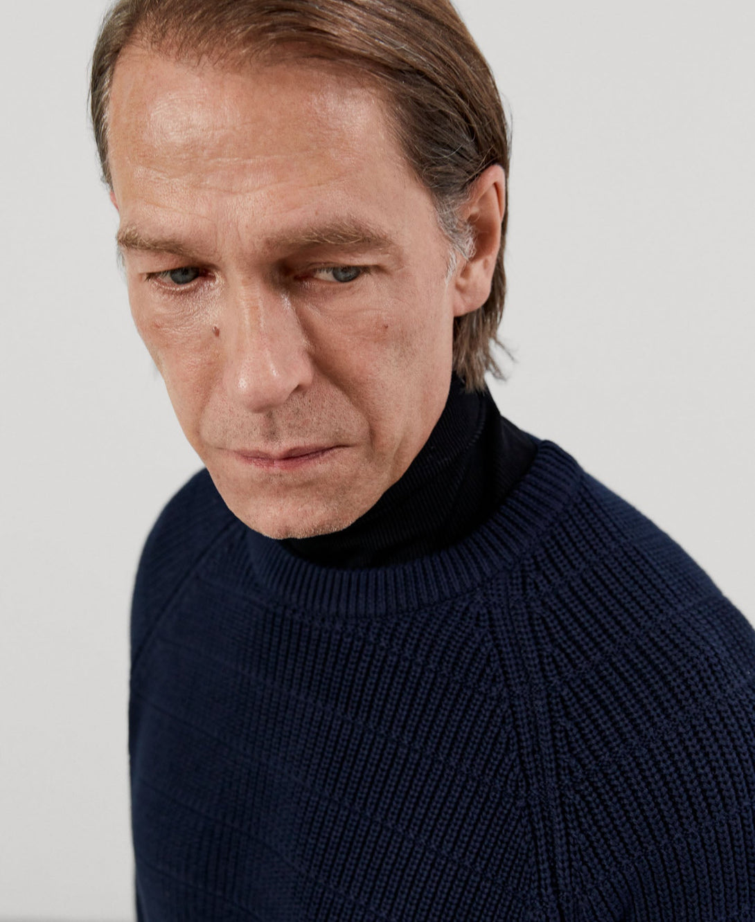 Men Jersey | Blue/Grey Sweater by Spanish designer Adolfo Dominguez
