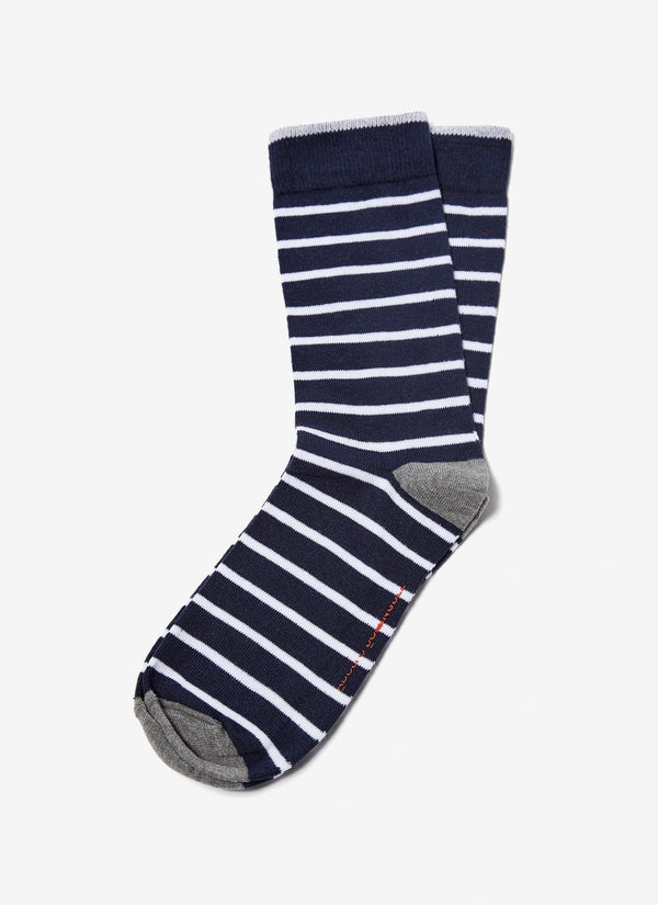 Men Socks | Blue/White Striped Ankle Socks by Spanish designer Adolfo Dominguez