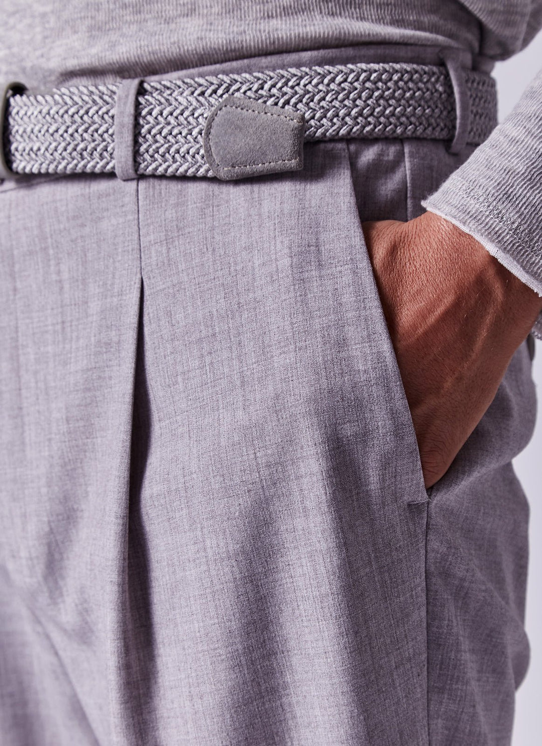 Men Belt | Braided Belt With Suede Detail by Spanish designer Adolfo Dominguez