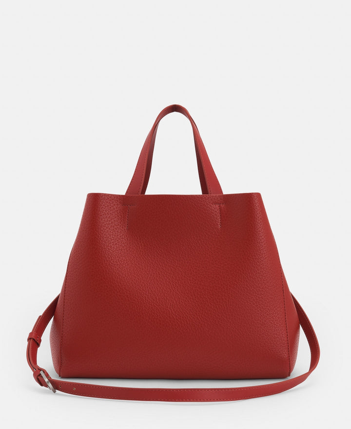 Women Bags | Brick Red Recycled Material Horizontal Shopper by Spanish designer Adolfo Dominguez