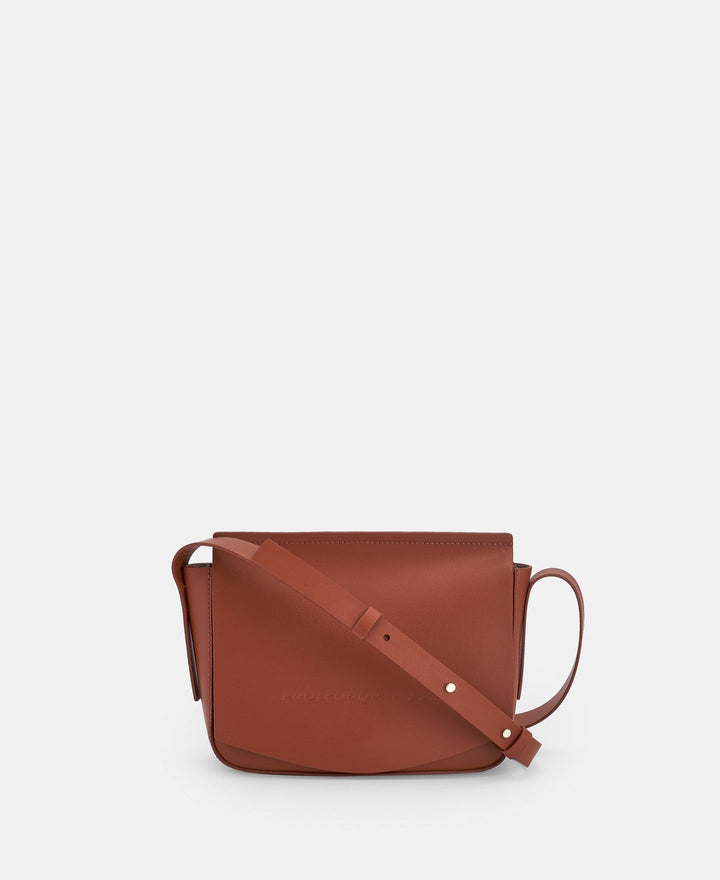 Women Leather Bag | Brick Red Responsible Bag With Flap Closure by Spanish designer Adolfo Dominguez