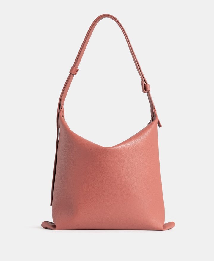 Women Bags | Brick Red Textured Grain Hobo Zip Closure by Spanish designer Adolfo Dominguez