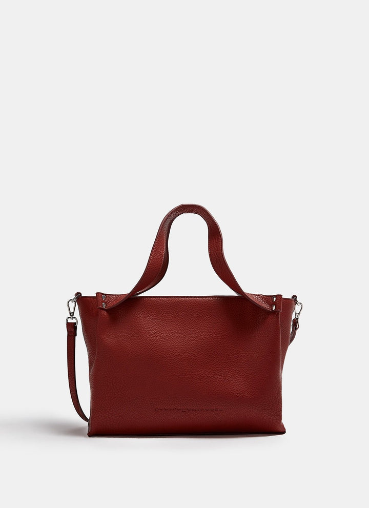 Women Bags | Brick Red Vegan-Leather Granulated City Bag by Spanish designer Adolfo Dominguez