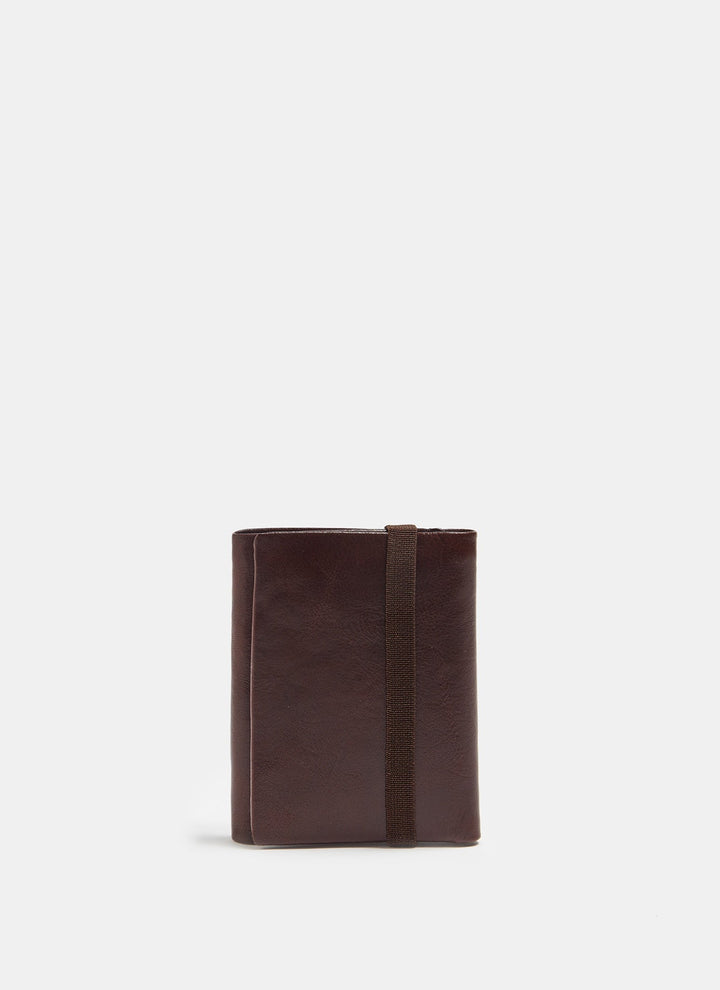 Men Wallet | Brown Leather Wallet With Elastic Closure by Spanish designer Adolfo Dominguez