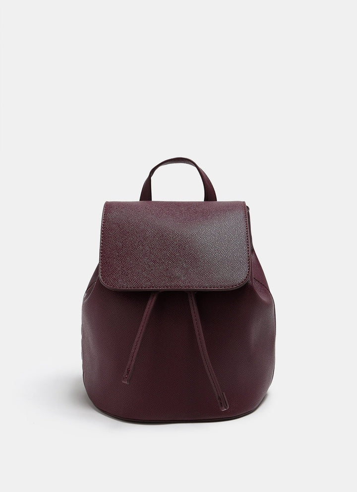 Women Bags | Burgundy Saffiano Vegan-Leather Backpack With Logo by Spanish designer Adolfo Dominguez
