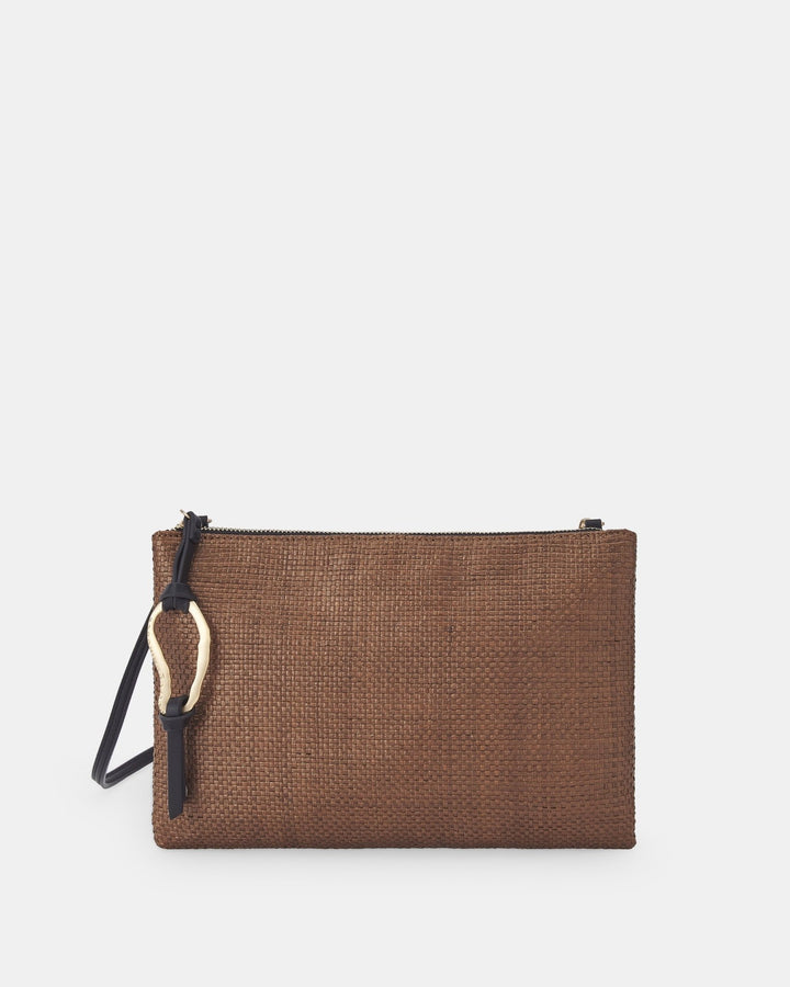 Women Bags | Caramel Shoulder Bag In Raffia Texture by Spanish designer Adolfo Dominguez