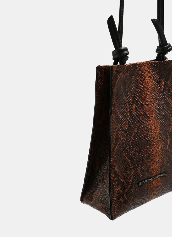 Women Leather Bag | Caramel Snake Embossed Leather Crossbody Bag by Spanish designer Adolfo Dominguez